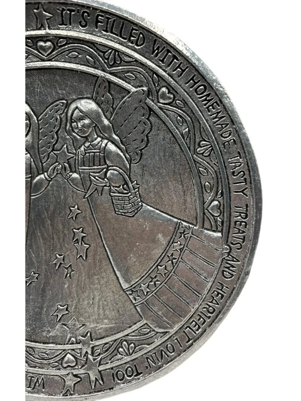 Vtg Carson Slatesmetal Pewter Pass It On Friendship Angels Plate
